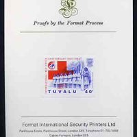 Tuvalu 1988 Red Cross 40c imperf proof mounted on Format International proof card (as SG 519)