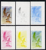 Staffa 1977 Birds of Prey #01 Montagus Harrier 7.5p set of 6 imperf progressive colour proofs comprising the 4 individual colours plus 2 and all 4-colour composites unmounted mint