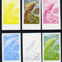 Staffa 1977 Birds of Prey #01 Kite 10p set of 6 imperf progressive colour proofs comprising the 4 individual colours plus 2 and all 4-colour composites unmounted mint