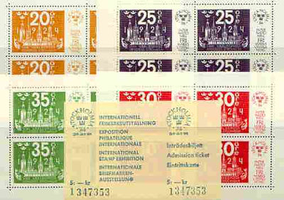 Sweden 1974 'Stockholmia 74' Stamp Exhibition set of 4 m/sheets (SG MS 783) plus admission ticket in special folder