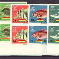 Ghana 1966 Freedom From Hunger (Fish) set of 5 in unmounted mint imperf pairs, as SG 420-24*