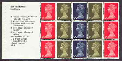 Great Britain 1969 Machin se-tenant booklet pane ex cook book (Baked Stuffed Haddock) unmounted mint, SG 724n