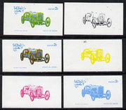 Oman 1976 Vintage Cars #1 2b (Peugeot 1912) set of 6 imperf progressive colour proofs comprising the 4 individual colours plus 2 and all 4-colour composites unmounted mint