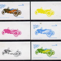 Oman 1976 Vintage Cars #1 3b (Issota Fraschini 1908) set of 6 imperf progressive colour proofs comprising the 4 individual colours plus 2 and all 4-colour composites unmounted mint