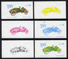 Oman 1976 Vintage Cars #1 5b (Renault 1.6hp 1902) set of 6 imperf progressive colour proofs comprising the 4 individual colours plus 2 and all 4-colour composites unmounted mint