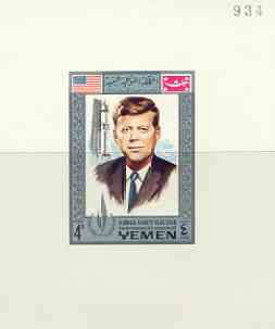Yemen - Royalist 1968 Human Rights Year 4b (J F Kennedy) imperf individual de-luxe sheet unmounted mint