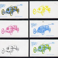 Oman 1976 Vintage Cars #1 10b (Schneider 1913) set of 6 imperf progressive colour proofs comprising the 4 individual colours plus 2 and all 4-colour composites unmounted mint