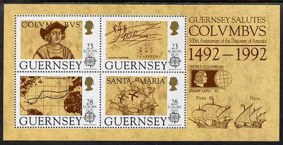 Guernsey 1992 Europa - Columbus perf m/sheet opt'd for World Columbian Stamp Expo 92 unmounted mint, SG MS 560