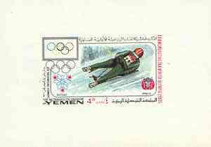 Yemen - Royalist 1968 Winter Olympics 4B (Garmisch Partenkirchen 1936 - Bob Sled) imperf individual de-luxe sheet unmounted mint Mi BL 98