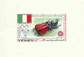 Yemen - Royalist 1968 Winter Olympics 12B (Cortina D'Ampezzo 1956 - Bob Sled) unmounted mint imperf individual de-luxe sheet Mi BL 101
