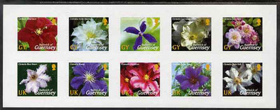 Guernsey 2004 Raymond Evison's Guernsey Clematis sheet of 10 self-adhesives unmounted mint, SG 1017a