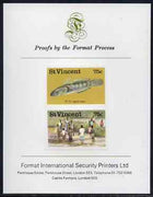St Vincent 1986 Freshwater Fishing (Tri Tri) 75c imperf se-tenant proof pair mounted on Format International proof card