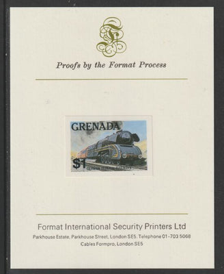 Grenada 1982 Famous Trains $1 German Federal Railway Steam Loco imperf proof mounted on Format International proof card as SG 1216