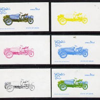 Oman 1976 Vintage Cars #1 1R (Spyker) set of 6 imperf progressive colour proofs comprising the 4 individual colours plus 2 and all 4-colour composites unmounted mint