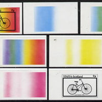 Staffa 1977 Bicycles 2p (Light Roadster 1889) set of 7 imperf progressive colour proofs comprising the 4 individual colours plus 2, 3 and all 4-colour composites unmounted mint