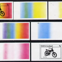 Staffa 1977 Bicycles 4p (Trainer 1972) set of 7 imperf progressive colour proofs comprising the 4 individual colours plus 2, 3 and all 4-colour composites unmounted mint