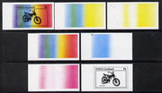 Staffa 1977 Bicycles 4p (Trainer 1972) set of 7 imperf progressive colour proofs comprising the 4 individual colours plus 2, 3 and all 4-colour composites unmounted mint