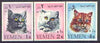 Yemen - Royalist 1967 Surcharges set of 3 Cats unmounted mint, SG R269-71