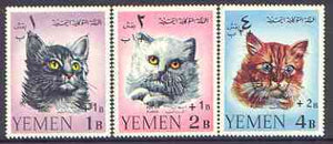 Yemen - Royalist 1967 Surcharges set of 3 Cats unmounted mint, SG R269-71