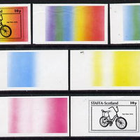 Staffa 1977 Bicycles 10p (High Riser 1970) set of 7 imperf progressive colour proofs comprising the 4 individual colours plus 2, 3 and all 4-colour composites unmounted mint