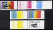 Staffa 1977 Bicycles 25p (Motobike 1935) set of 7 imperf progressive colour proofs comprising the 4 individual colours plus 2, 3 and all 4-colour composites unmounted mint
