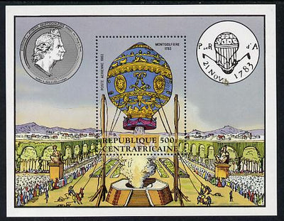 Central African Republic 1983 Manned Flight (Balloons) m/sheet unmounted mint SG MS 934