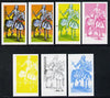 Nagaland 1977 Military Uniforms 2c (English Knight 15th Century) set of 7 imperf progressive colour proofs comprising the 4 individual colours plus 2, 3 and all 4-colour composites unmounted mint