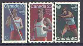 Canada 1975 Montreal Olympic Games (7th issue) set of 3, SG 809-11