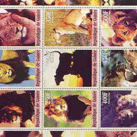 Guinea - Conakry 2000 Lions perf sheetlet containing complete set of 9 values unmounted mint
