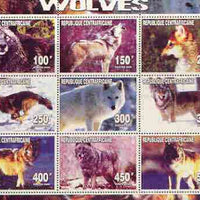 Central African Republic 2000 Wolves perf sheetlet containing complete set of 9 values unmounted mint