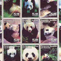 Comoro Islands 2000 Pandas perf sheetlet containing complete set of 9 values unmounted mint