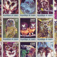 Guinea - Conakry 2000 Owls perf sheetlet containing complete set of 9 values unmounted mint