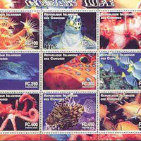 Comoro Islands 2000 Ocean Life perf sheetlet containing complete set of 9 values unmounted mint