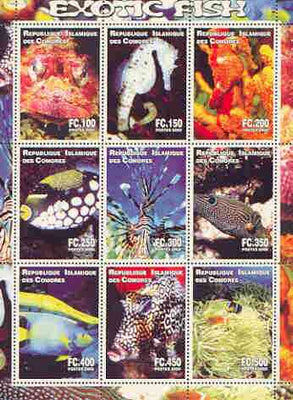 Comoro Islands 2000 Exotic Fish perf sheetlet containing complete set of 9 values unmounted mint