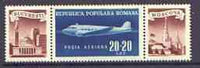 Rumania 1948 Rumanian-Russian Amity Air stamp ( Lisunov Li-2) in se-tenant strip of 3 with 2 labels unmounted mint, SG 2003, Mi 1161