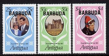 Barbuda 1981 Royal Wedding set of 3 (SG 572-74) gutter pairs available (price Pro rata) unmounted mint
