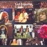 Kalmikia Republic 2000 Led Zeppelin perf sheetlet containing 6 values (horiz designs) unmounted mint