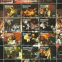 Kalmikia Republic 2000 Led Zeppelin perf sheetlet containing complete set of 12 values unmounted mint