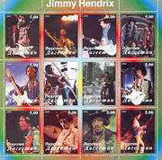 Dagestan Republic 2000 Jimmy Hendrix perf sheetlet containing complete set of 12 values unmounted mint