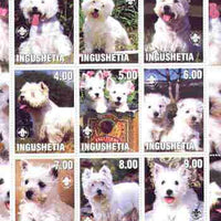 Ingushetia Republic 2000 Dogs (West Highland Terrier) perf sheetlet containing complete set of 9 values, each with Scout logo unmounted mint