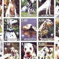 Mordovia Republic 2000 Dogs (Dalmation) perf sheetlet containing complete set of 9 values, each with Scout logo unmounted mint