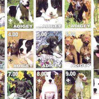 Adigey Republic 2000 Dogs (American Pit Bull Terrier) perf sheetlet containing complete set of 9 values, each with Scout logo unmounted mint