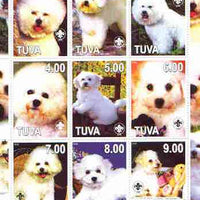 Touva 2000 Dogs (Bichon Frisé) perf sheetlet containing complete set of 9 values, each with Scout logo unmounted mint