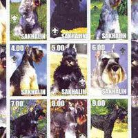 Sakhalin Isle 2000 Dogs (Schnauzer) perf sheetlet containing complete set of 9 values, each with Scout logo,unmounted mint