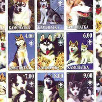 Kamchatka Republic 2000 Dogs (Siberian Husky) perf sheetlet containing complete set of 9 values, each with Scout logo unmounted mint