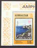 Gibraltar 1977 Amphilex 77 stamp Exhibition 12p unmounted mint marginal with upright wmk, SG 391w