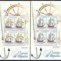 Spain 1996 Ship paintings set of 2 m/sheets each containing blocks of 4, unmounted mint SG MS 3321