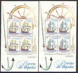 Spain 1996 Ship paintings set of 2 m/sheets each containing blocks of 4, unmounted mint SG MS 3321