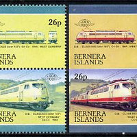 Bernera 1983 Locomotives #2 (DB Class EO3) 26p se-tenant pair with red omitted plus imperf pair as normal unmounted mint
