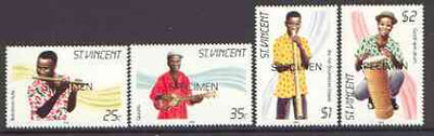 St Vincent 1985 Musical Instruments set of 4 opt'd SPECIMEN unmounted mint, as SG 905-8